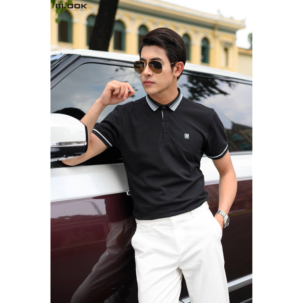 Áo polo nam slimfit BLOOK vải cotton 5 màu in logo BS mã 42613 (HÌNH THẬT)