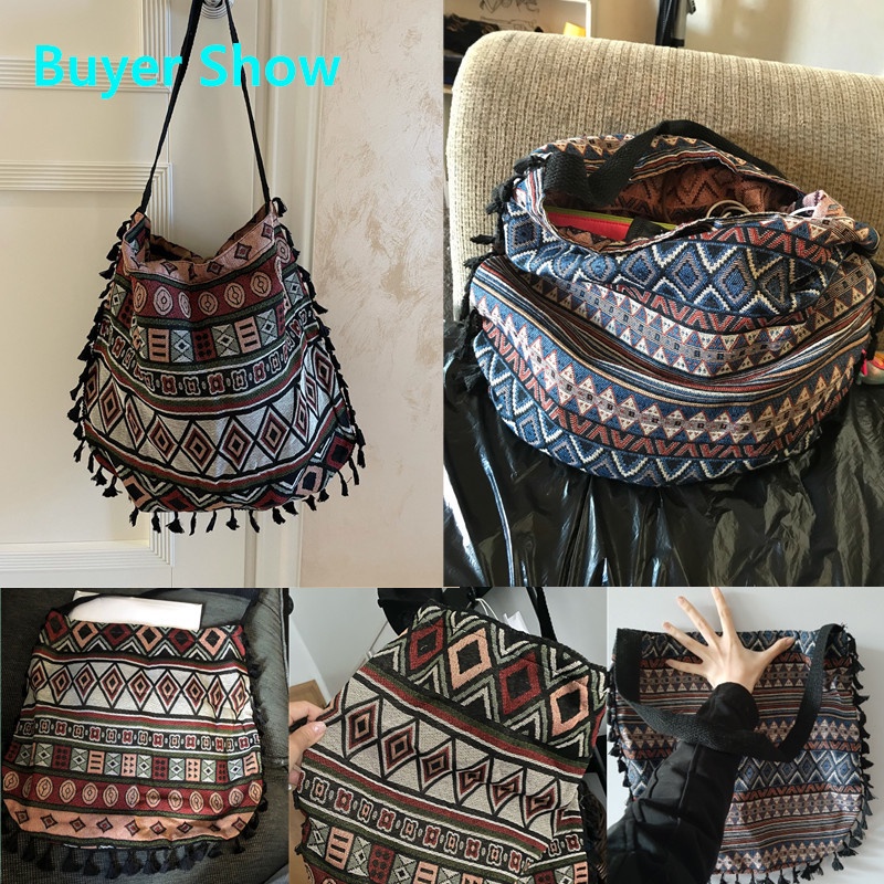 Túi Xách Tua Rua Phong Cách Boho Vintage Mới Cho Nữ