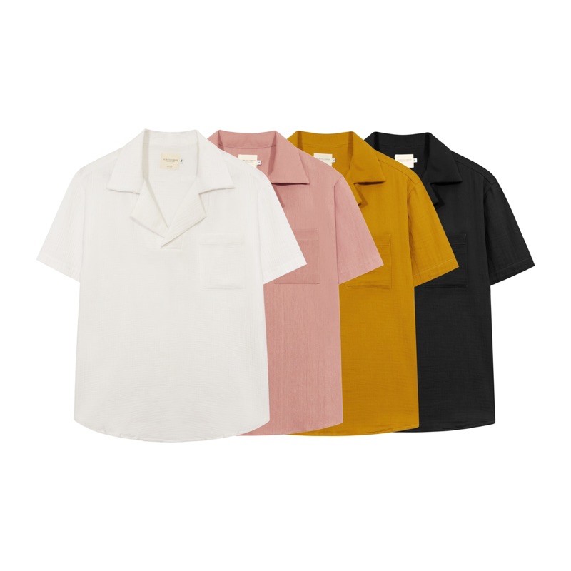 NOBUTA - Áo kiểu linen cổ Mangto phong cách Hàn Quốc unisex
