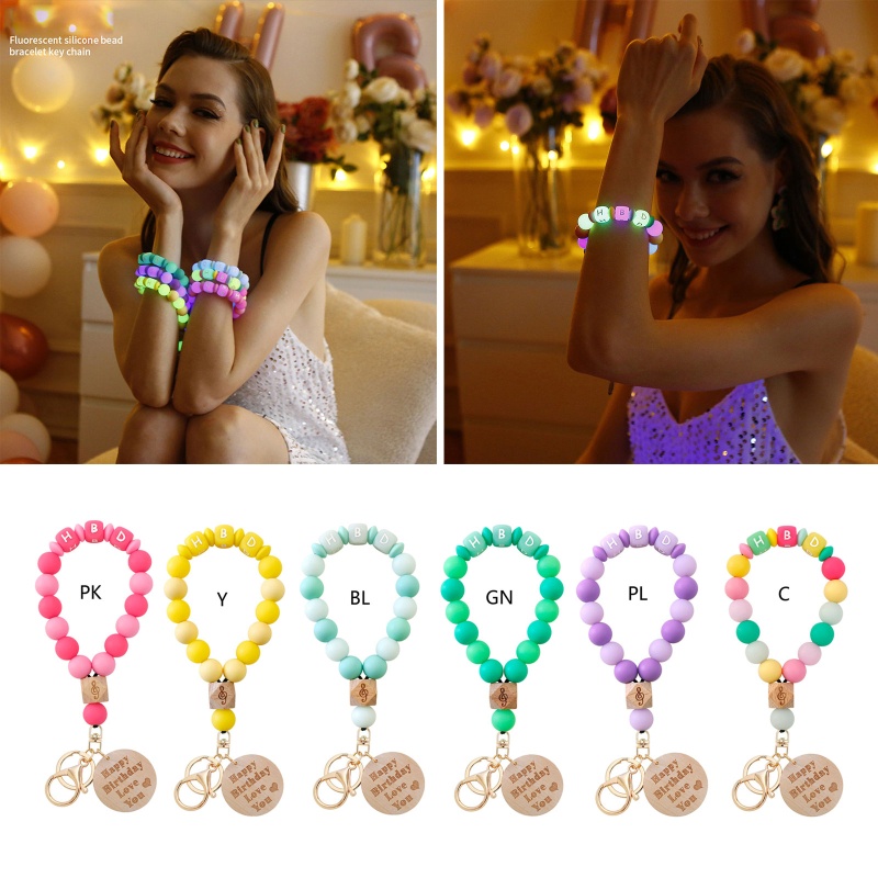 Vòng Tay Chuỗi Hạt Silicone Màu Dạ Quang Co Giãn