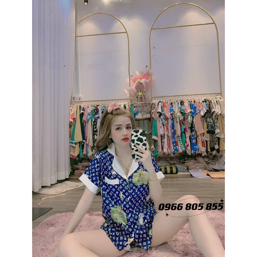 Bộ đồ Pijama lụa💖Bộ lụa thiết kế Quần Sooc Họa tiết chất liệu mát lịm | BigBuy360 - bigbuy360.vn