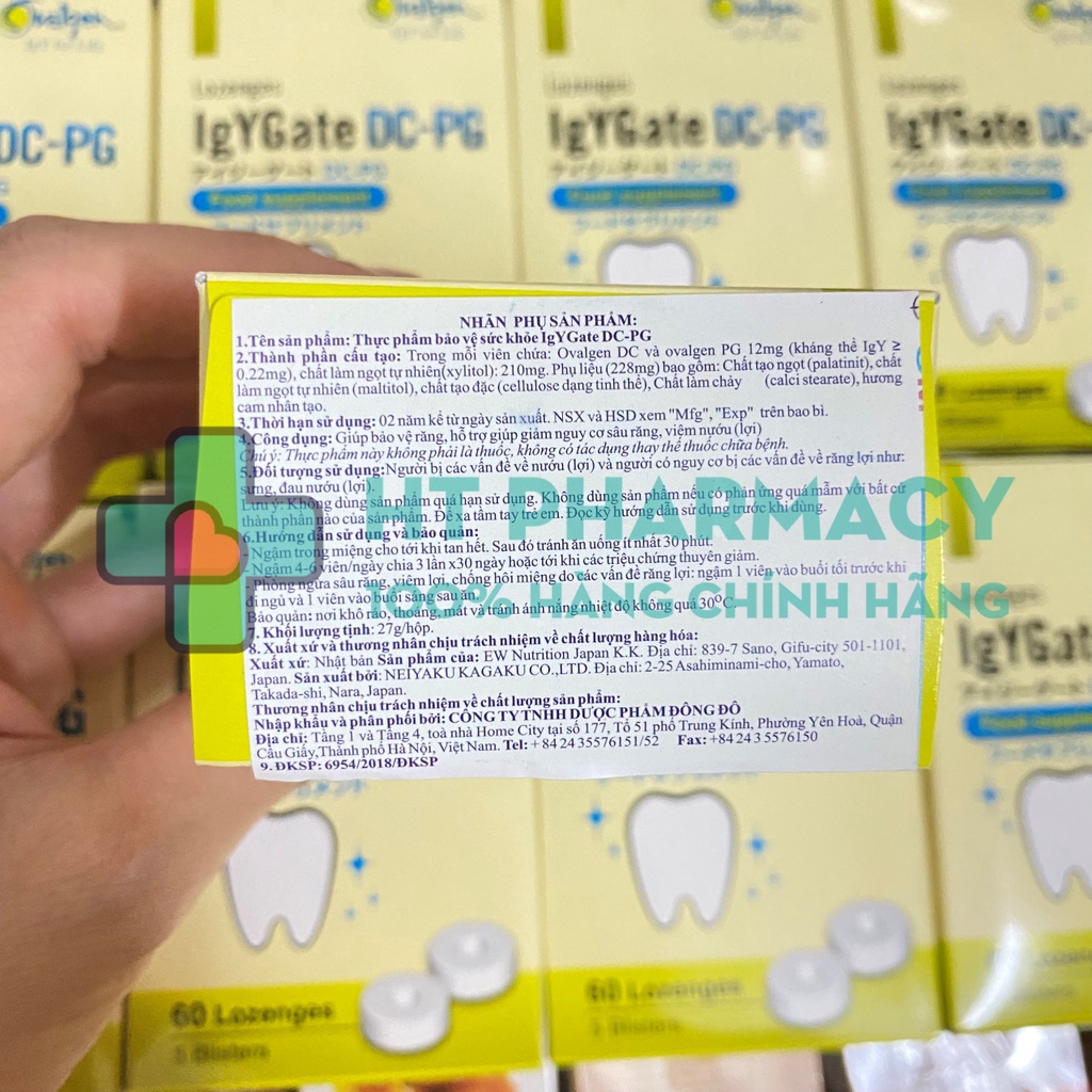 Viên ngậm IgYGate DC-PG hộp 60 viên chống sâu răng Nhật Bản