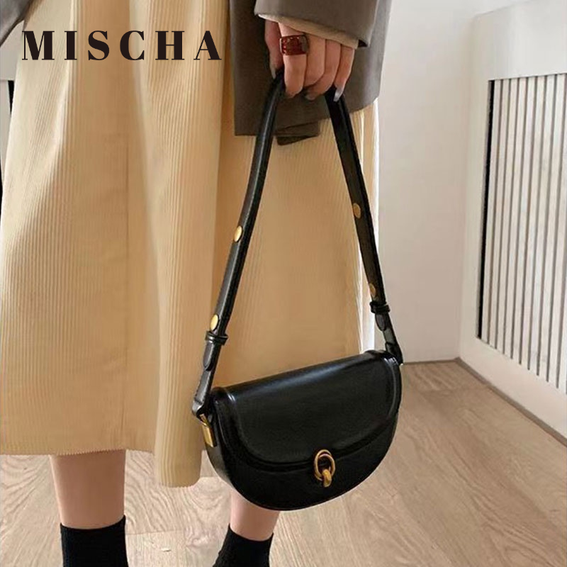 Mischa Túi Xách Da PU Đeo Vai Màu Trơn Thời Trang Cao Cấp