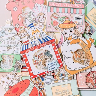 Set 40 Sticker giấy kiểu washi bao bì dễ thương