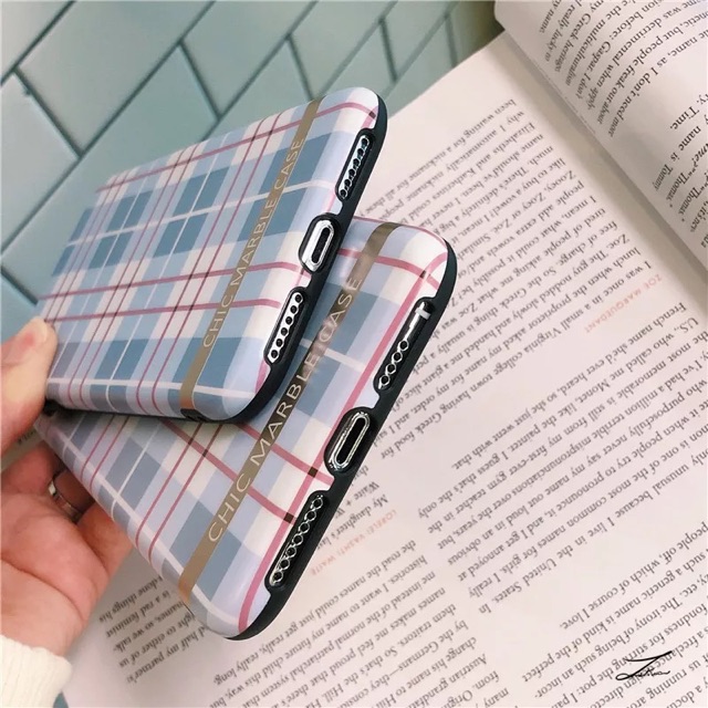 Ốp Sọc Chic Marble Case Chính Hãng Viền Vàng