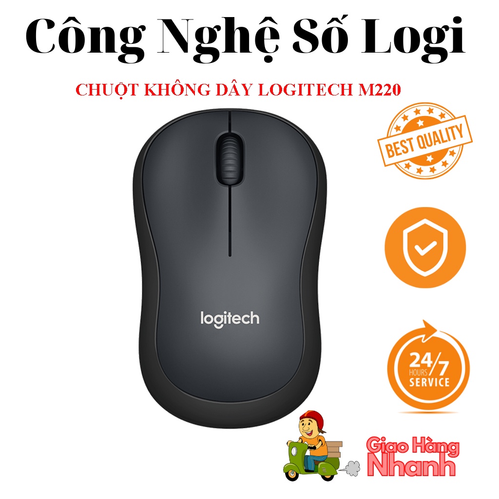 Chuột Không Dây Logitech M220 Không Tiếng Động- Có Công Tắc On/Off - Độ Nhạy Cao - Bảo Hành 6 Tháng