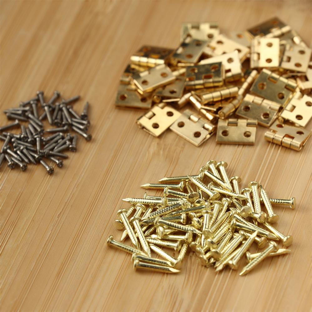 BEBETTERM Set 10 / 20 Bản Lề 8x10mm Kèm Ốc Vít Kim Loại Mini Trang Trí Nhà Búp Bê