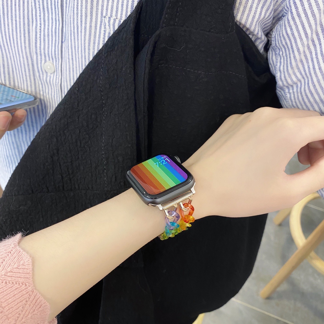 Dây Đeo Màu Cầu Vồng Cho Đồng Hồ Thông Minh Apple Watch Iwatch Se / 6 / 5 / 4 / 3