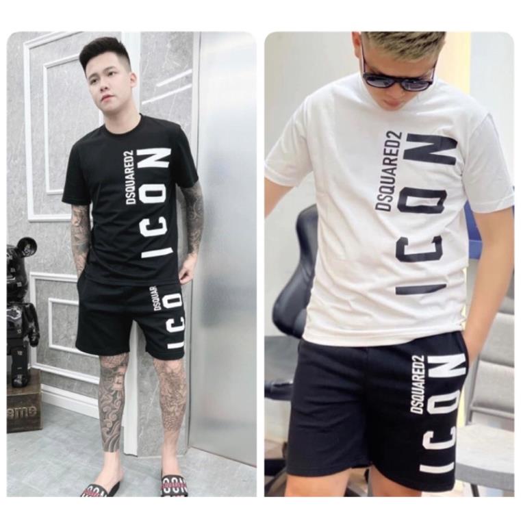 [Sẵn Hàng] Bộ Nam DSQ Chất Cotton Chữ In Dọc - Bộ quần áo DSQ Mùa Hè