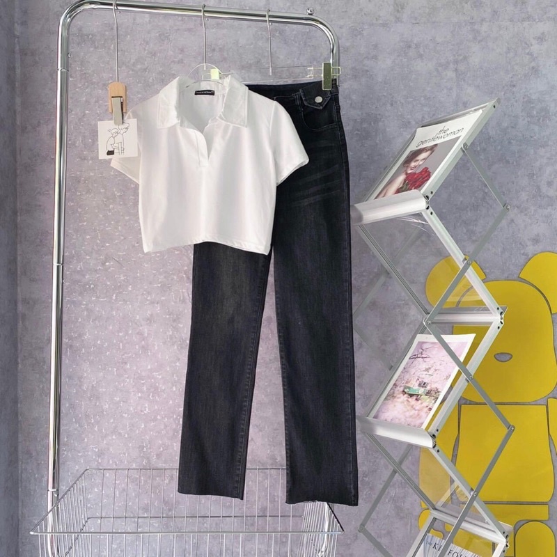 Quần Bò Jeans Ống Suông Túi Nắp Chất Denmin jeans L1 Ảnh Thật