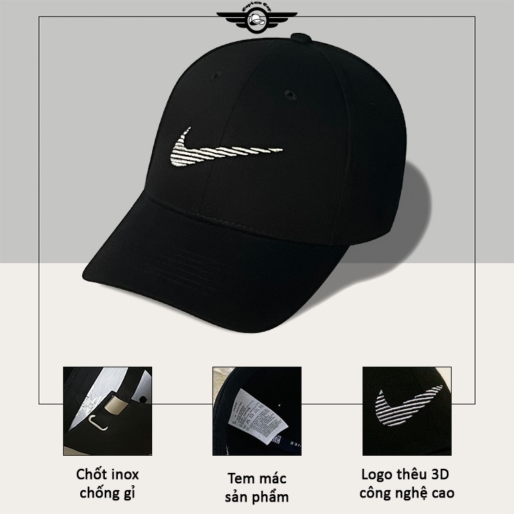 Mũ lưỡi trai Ni.ke màu đen cá tính dành cho cả nam và nữ full hộp để làm quà tặng