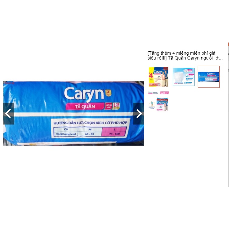 Bỉm/Tã quần người lớn Caryn size M và L