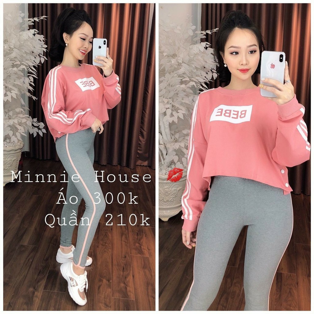 Sét bộ dài thể thao in chữ BEBE cá tính TTS0099