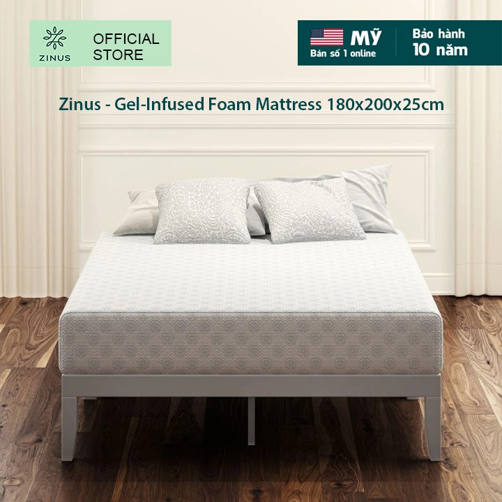 [Mã LIFEZI99 giảm 8% tối đa 50K đơn 99K] Nệm Foam Cuộn Hút Chân Không Gel Mát Cao Cấp Zinus 180x200x25cm