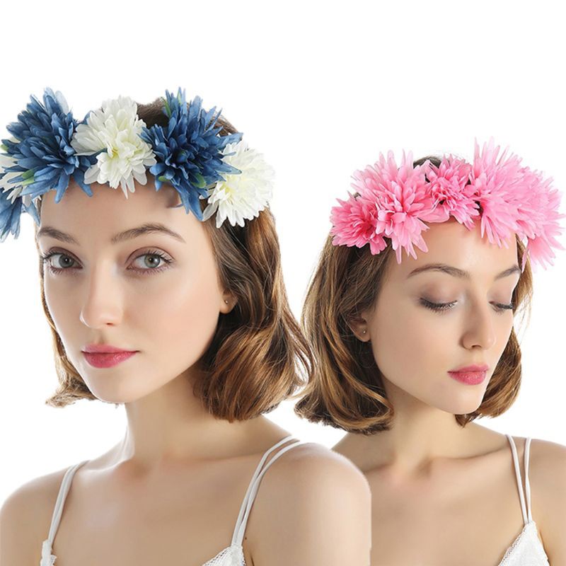 Băng Đô Cài Tóc Đính Hoa Cúc Giả Phong Cách Bohemian Dành Cho Cô Dâu