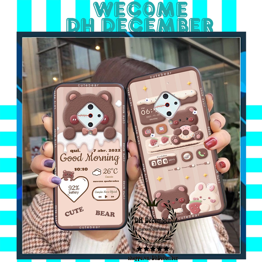 Ốp lưng Vivo S1 PRO in hình 3D GẤU HỒNG-GẤU BE3R -XINH XẺO CỰC ĐẸP