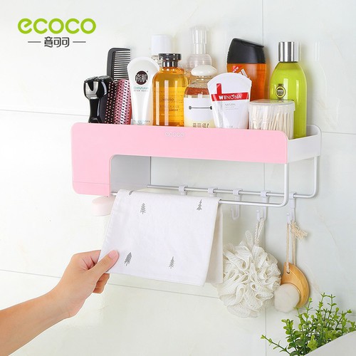 Kệ để đồ nhà tắm hay phòng bếp kèm móc treo khăn ecoco E1712 màu ngẫu nhiên