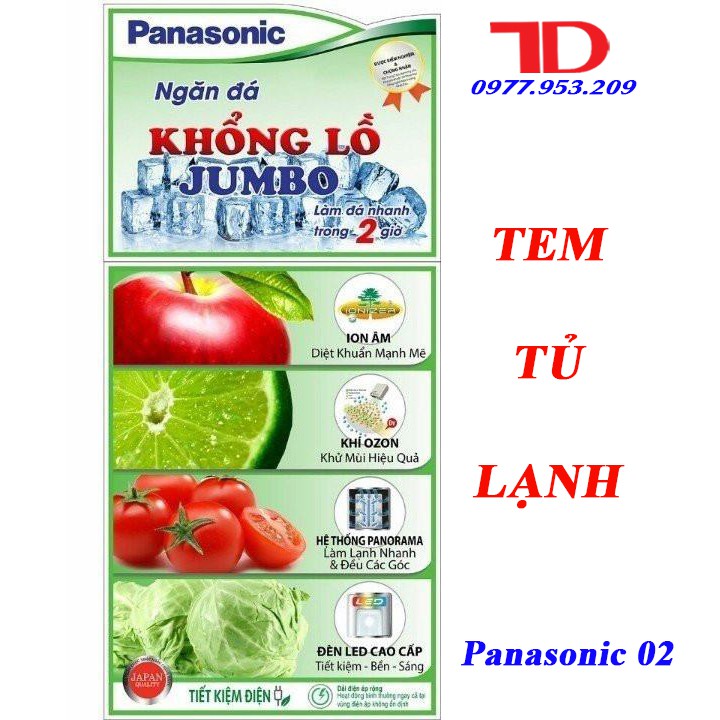 Tem dán tủ lạnh PANASONIC + tặng băng keo 2 mặt