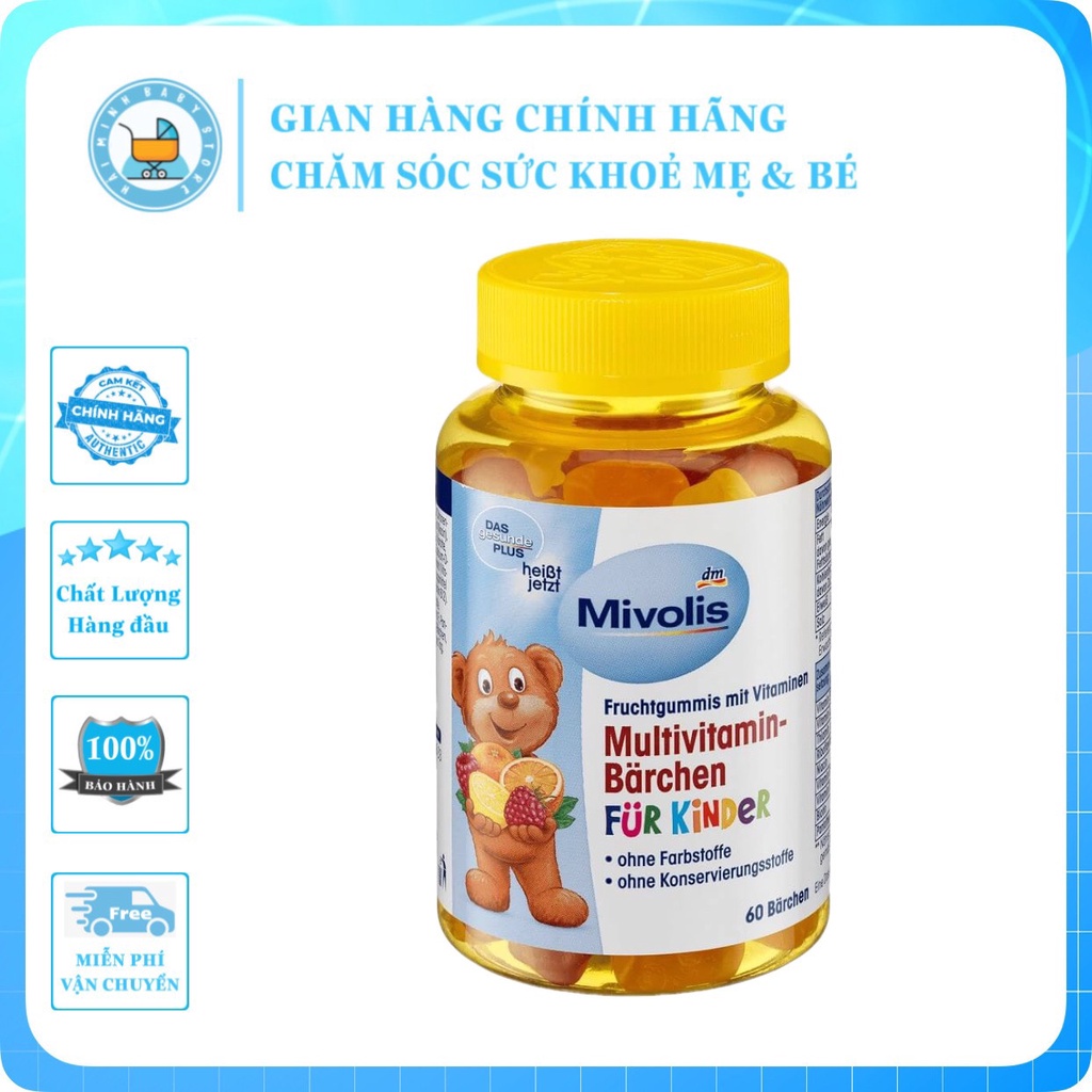 Kẹo Gấu Bổ Sung Vitamin Tổng Hợp Cho Trẻ Mivolis, Vị Trái Cây, 60 Viên - Nội Địa Đức
