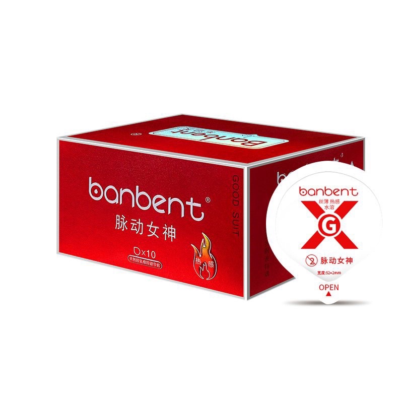 Bao cao su BANBENT 0.01 Đỏ Feminine vibrations siêu mỏng,x2 nhiều gel bôi trơn, truyền nhiệt tốt, Hộp 10 bcs