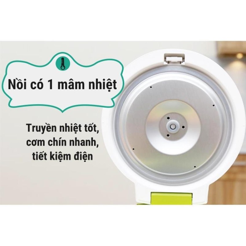 Nồi Cơm Điện Nắp Gài Midea MR-CM07NA - 0.7L (Xanh) - Công suất 350w - Phì hợp với 2-3 thành viên - Bảo hành 1 năm