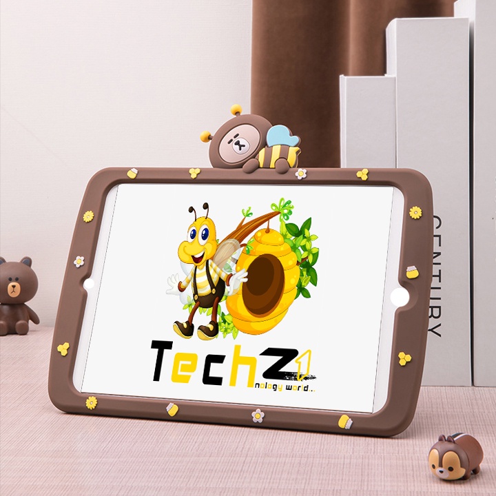 [CHÂN ĐỠ ĐỨNG] Ốp Lưng iPad cho bé mini1/2/3/4/5/6/Air1/2/3/9.7/10.2/10.5/10.9/11, silicon hình ong mật cute - TZAT906