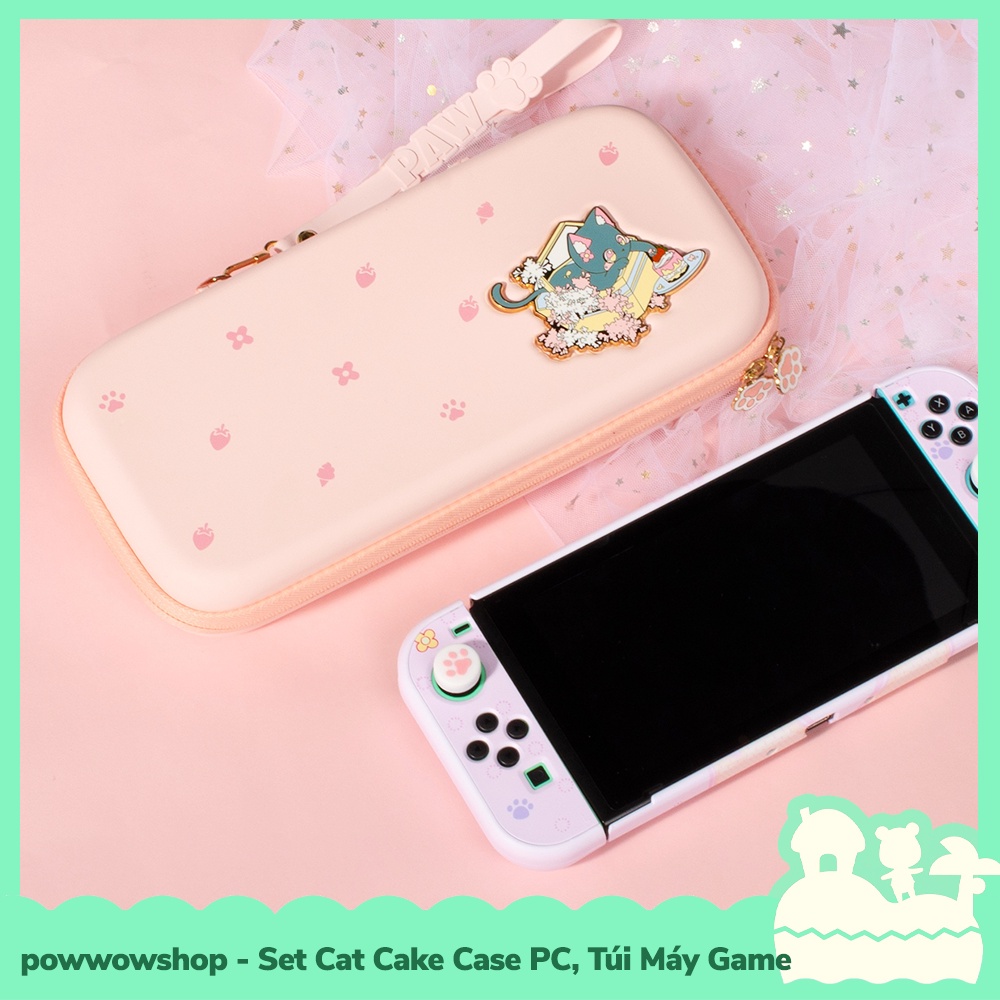 [Sẵn VN - Hỏa Tốc] Oled/V1/V2 Set Phụ Kiện Case PC Nhựa Cứng Gắn Dock, Túi Đựng Máy Cho Máy Game Nintendo Switch Cat