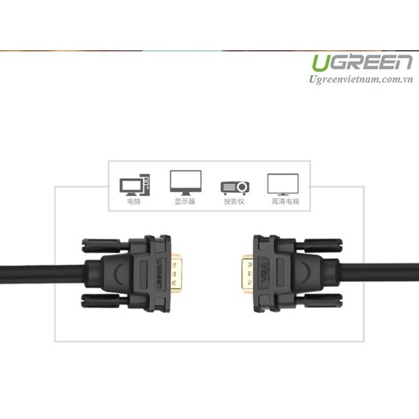 Cáp VGA 3+6C dài 1,5M cho Màn Hình, Máy Chiếu Chính Hãng Ugreen 11630