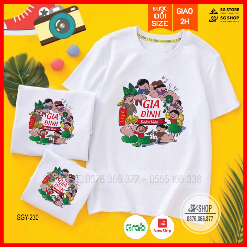 Áo thun đồng phục gia đình mẫu đoàn viên màu trắng thun cotton mềm mịn SGY230 | SGSTORE1
