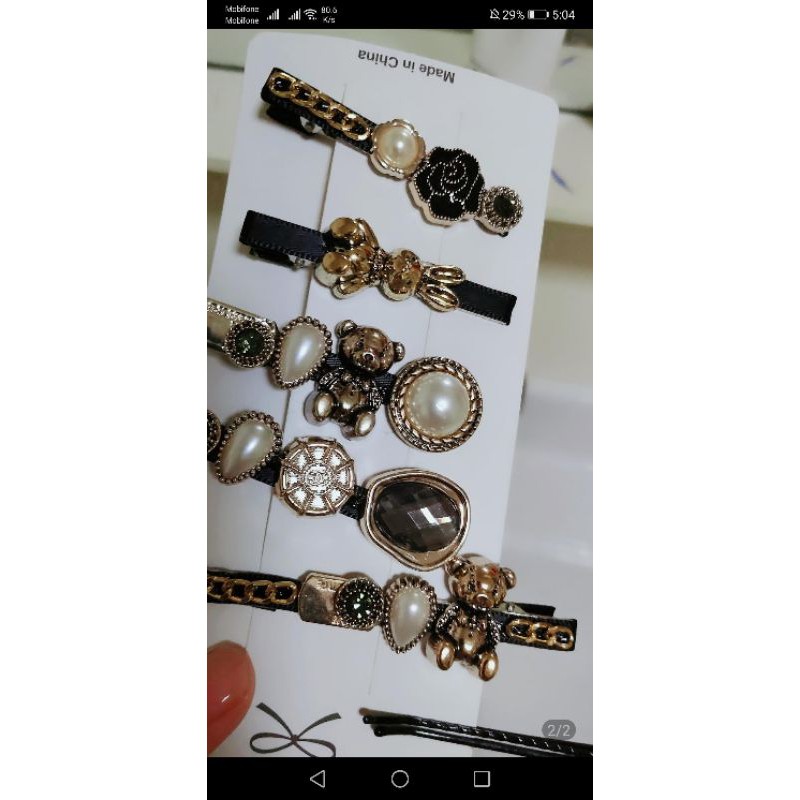 Set 5 kẹp Gấu Đen phong cách cổ điển