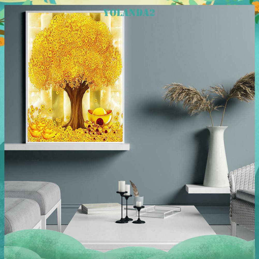 Bộ Tranh Đính Đá 5d Tự Làm Hình Cây Tiền Độc Đáo