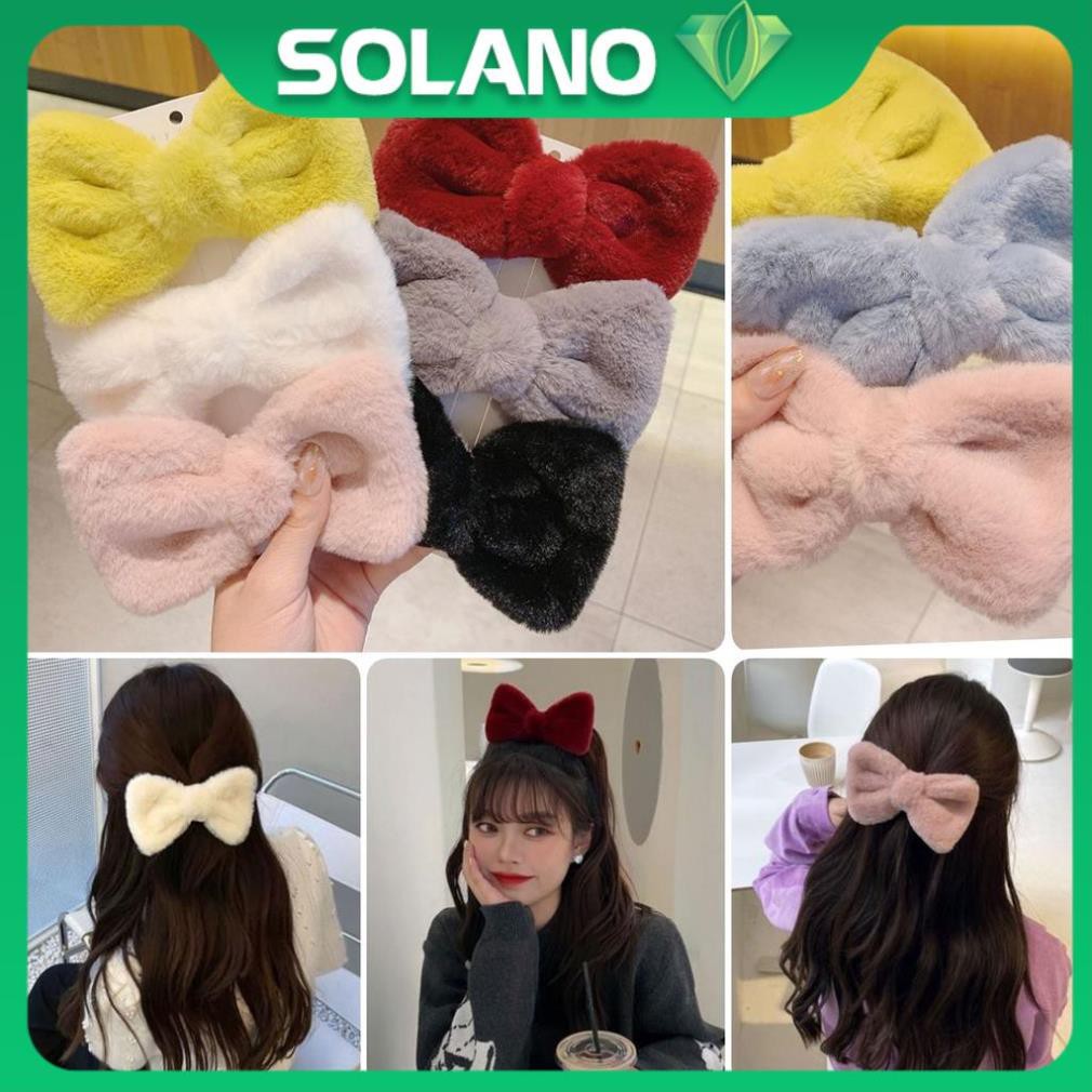 Kẹp tóc SOLANO nơ kẹp tóc Hàn Quốc bông len thời trang mùa đông cho nữ FAH-001312