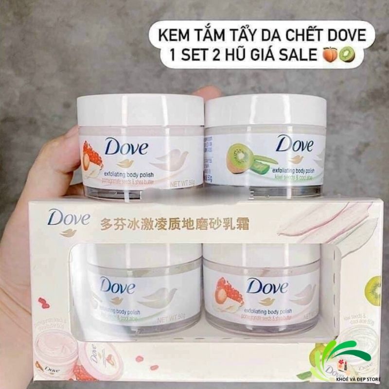 Set 2 hũ 50g đủ mùi giúp da mịn màng chiết xuất từ thiên nhiên Tẩy Da Chết Body Dove Exfoliating Body