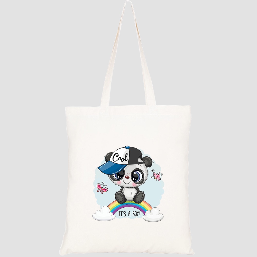 Túi vải tote canvas HTFashion in hình greeting card cute cartoon panda HT399