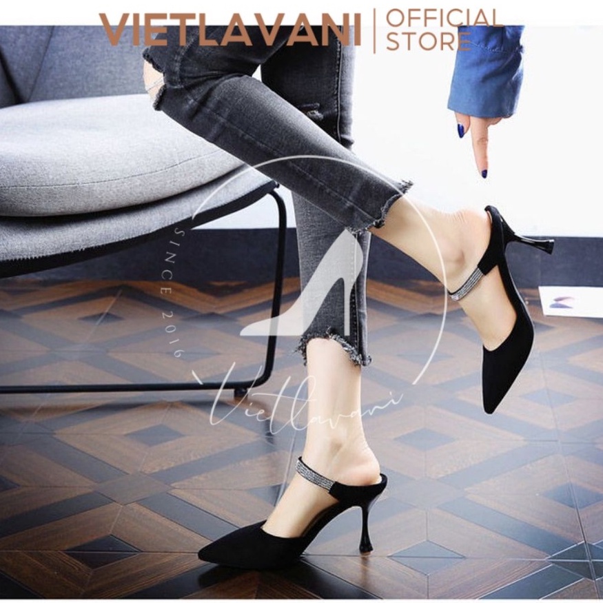 Giày cao gót LCC51 kiểu dáng Hàn Quốc cao 7 phân da lộn công sở đi làm đi chơi