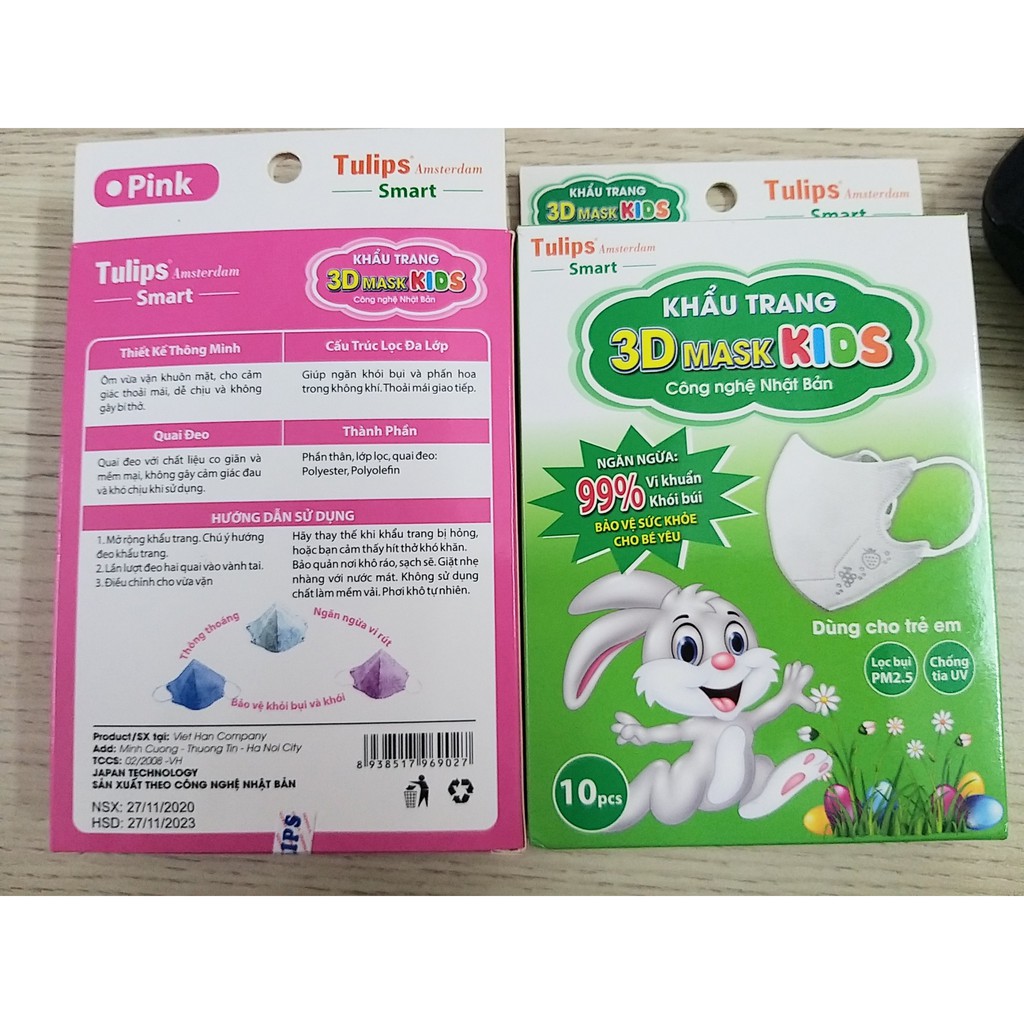 Khẩu Trang Cho Bé Tulip 3D Mask KIDs Hộp 10 Chiếc