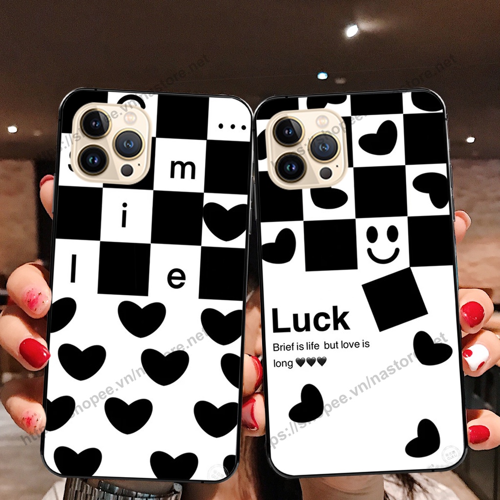 Ốp lưng Iphone 13-IPHONE 13 PRO-IPHONE 13 PRO MAX trái tim họa tiết caro, mikey họa tiết beabrick kaws cute