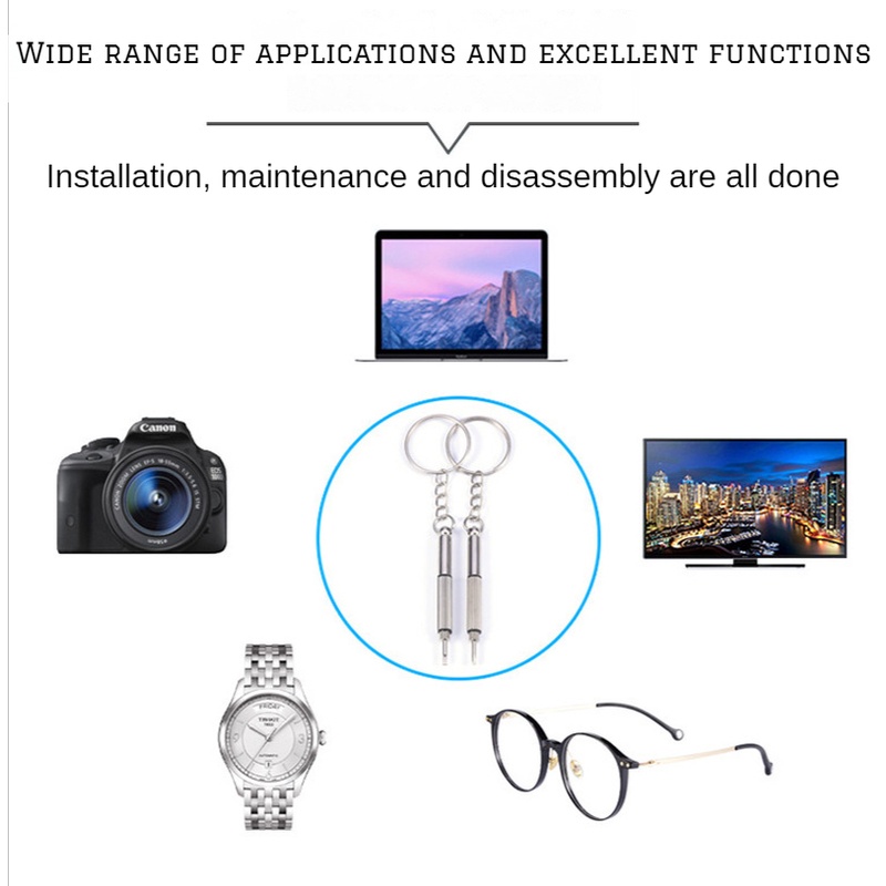 Tua Vít Mini 3 Trong 1 Sửa Kính Mát Đồng Hồ Kèm Móc Khóa Tiện Dụng