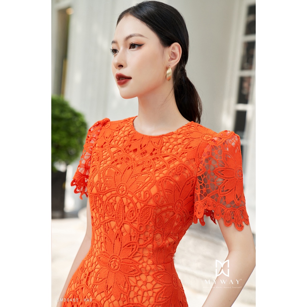 Đầm Ren Nữ Công Sở MY WAY Dáng Xòe Họa Tiết Sang Trọng 5MD0482 Ha0