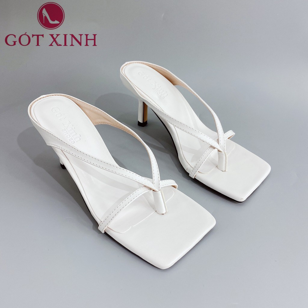 Dép cao gót nữ GÓT XINH D2 quai xỏ ngón da mềm đế cao 5cm