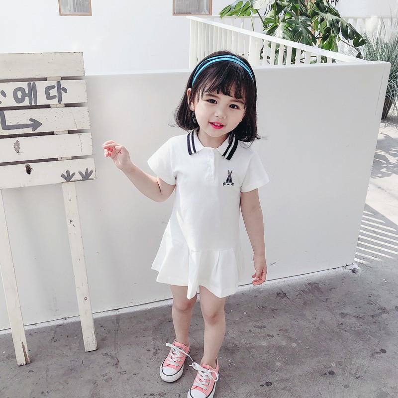 Đầm tay ngắn in họa tiết hoạt hình dễ thương dành cho bé gái