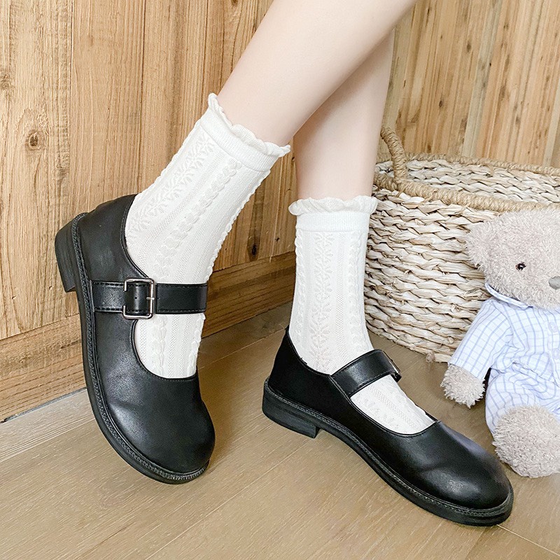 Tất vớ cổ cao nữ trắng trơn cotton dày đẹp cute dễ thương phong cách Hàn Quốc ANDOSA T05
