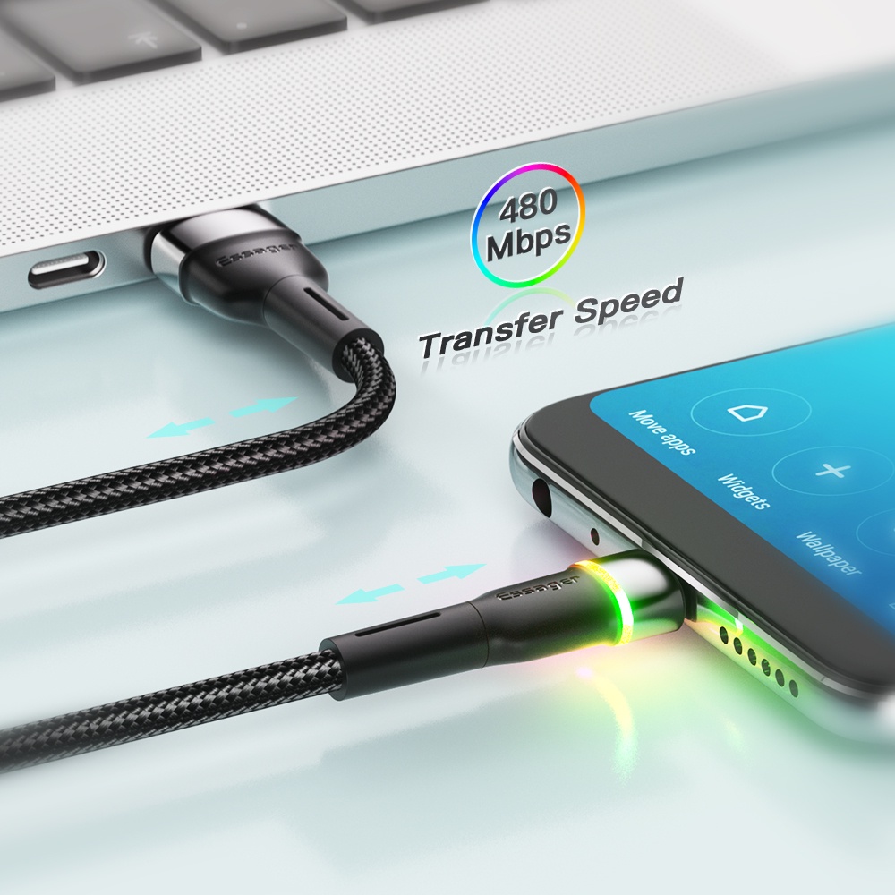 Cáp sạc nhanh micro USB ESSAGER 2.4A chất lượng cao tiện dụng