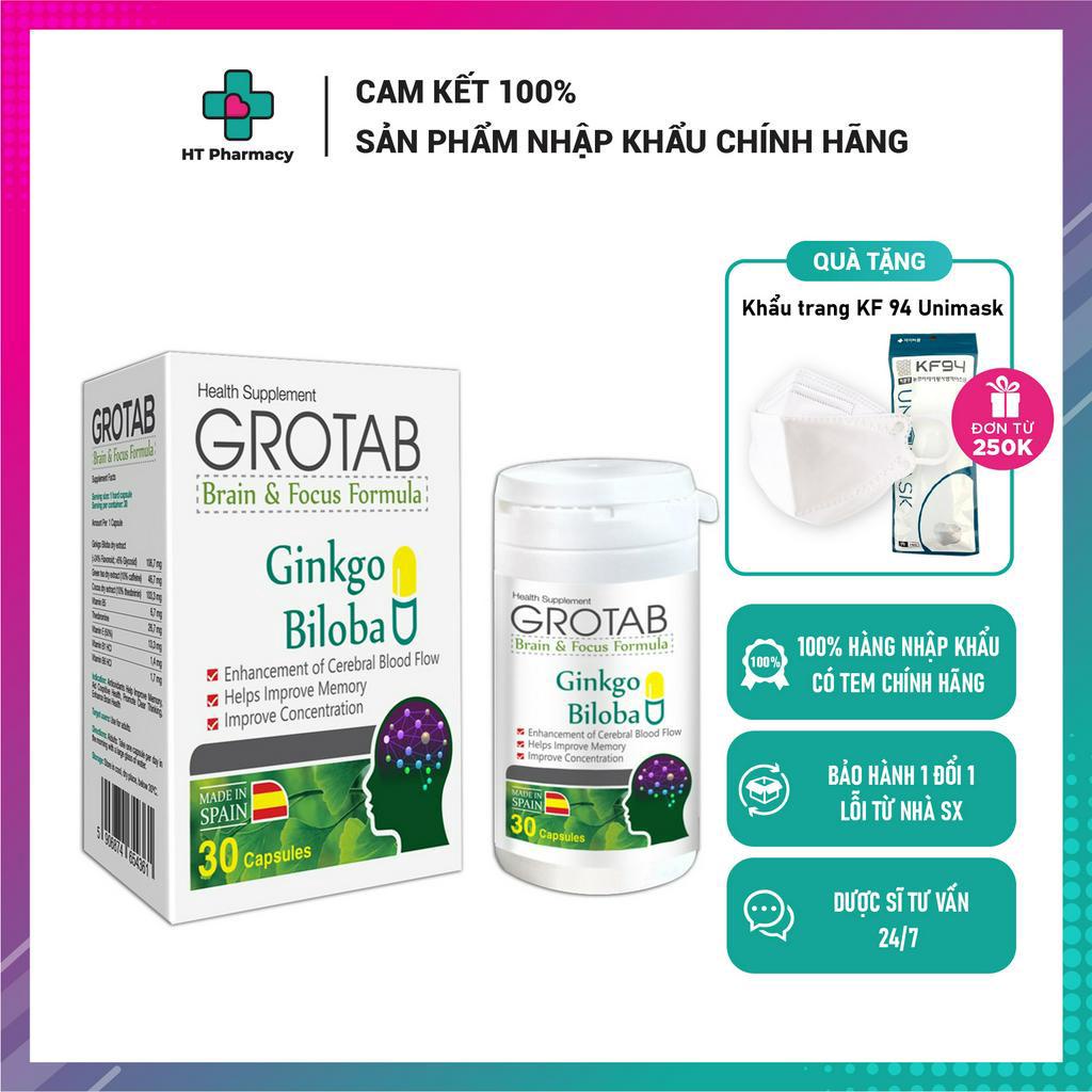 Bổ não ginkgo biloba GROTAB CK - Hỗ trợ tăng cường lưu thông máu lên não