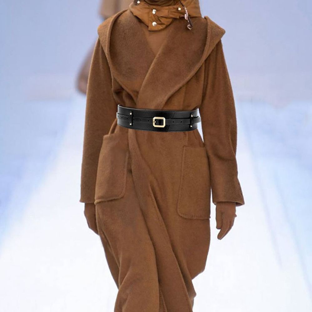 Thắt lưng bản rộng bằng da PU có thể điều chỉnh phong cách Hàn Quốc cổ điển đơn giản dành cho nữ BACK2LIFE