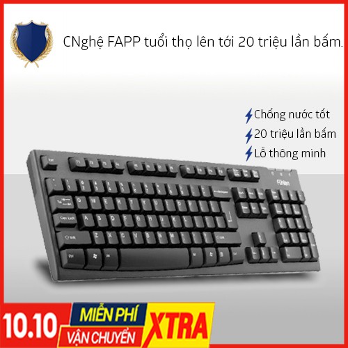 Bàn phím máy tính Fuhlen l411, gõ êm, lỗ thoát nước, khắc lazer, Bàn phím laptop