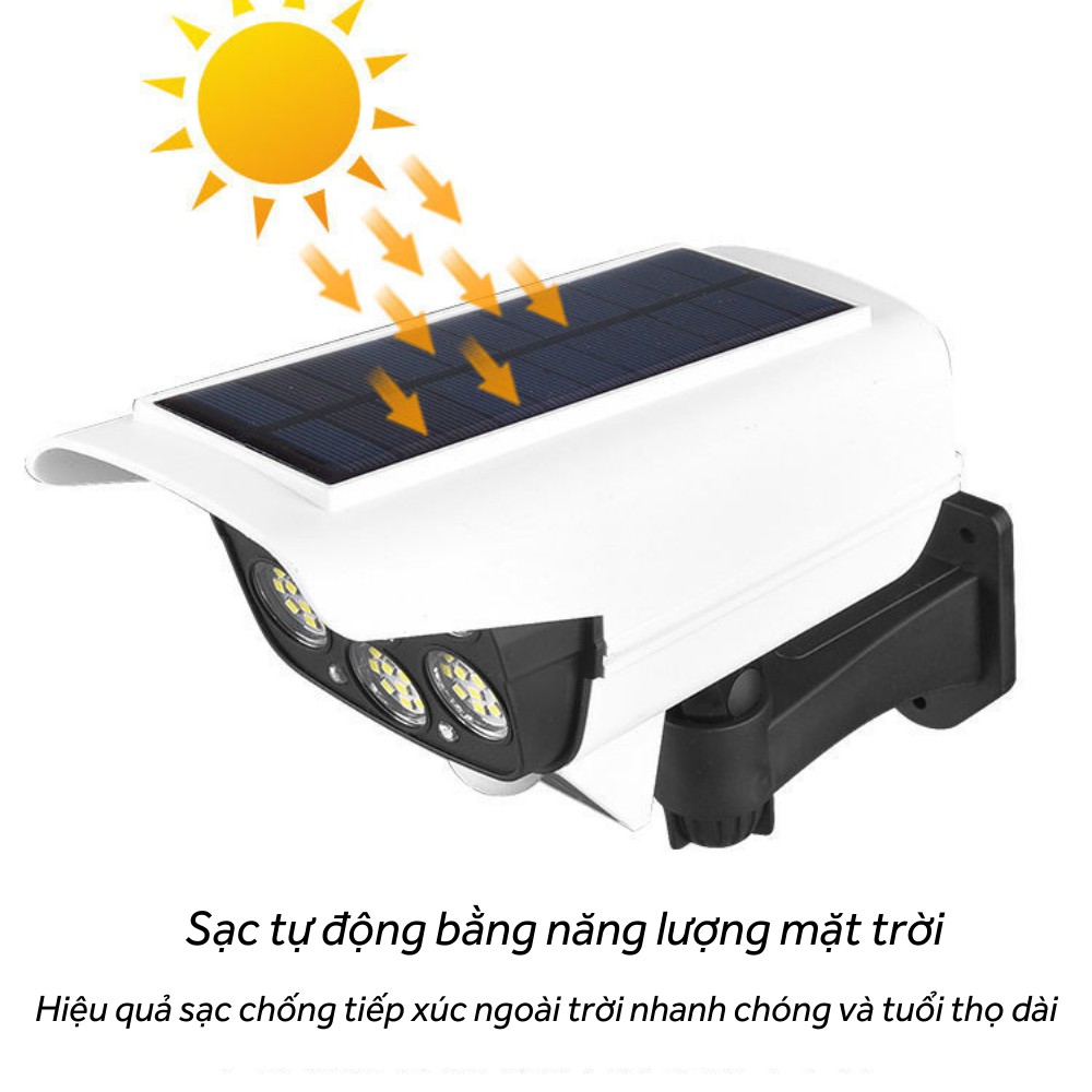 Đèn năng lượng mặt trời, Đèn led giả camera tự động bật tắt chống chộm, chống nước có điều khiển từ xa TIME HOME
