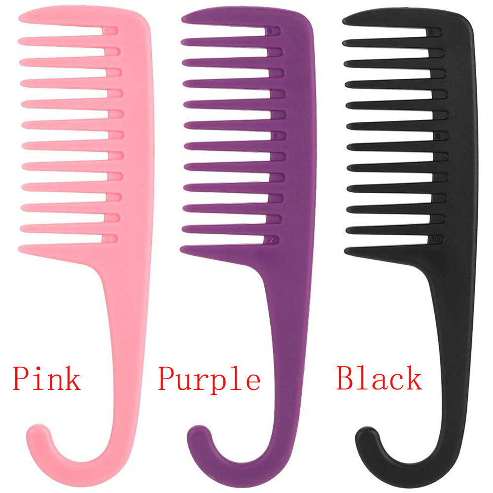 [Hàng mới về] Lược chải tóc ướt răng thưa màu đen/ màu tím/ màu hồng đa năng tiện lợi