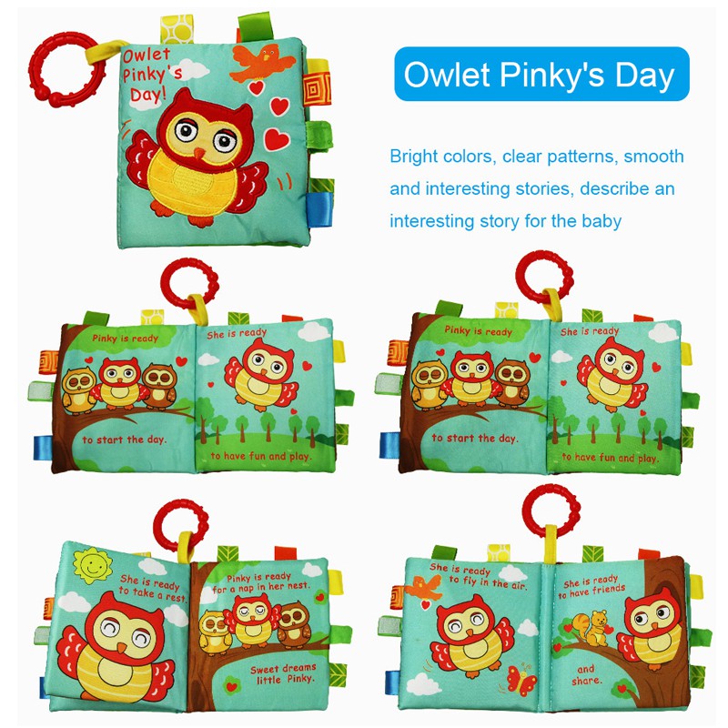 Coolplay animal cloth book bell rings baby touch book đồ chơi giáo dục câu chuyện tiếng anh