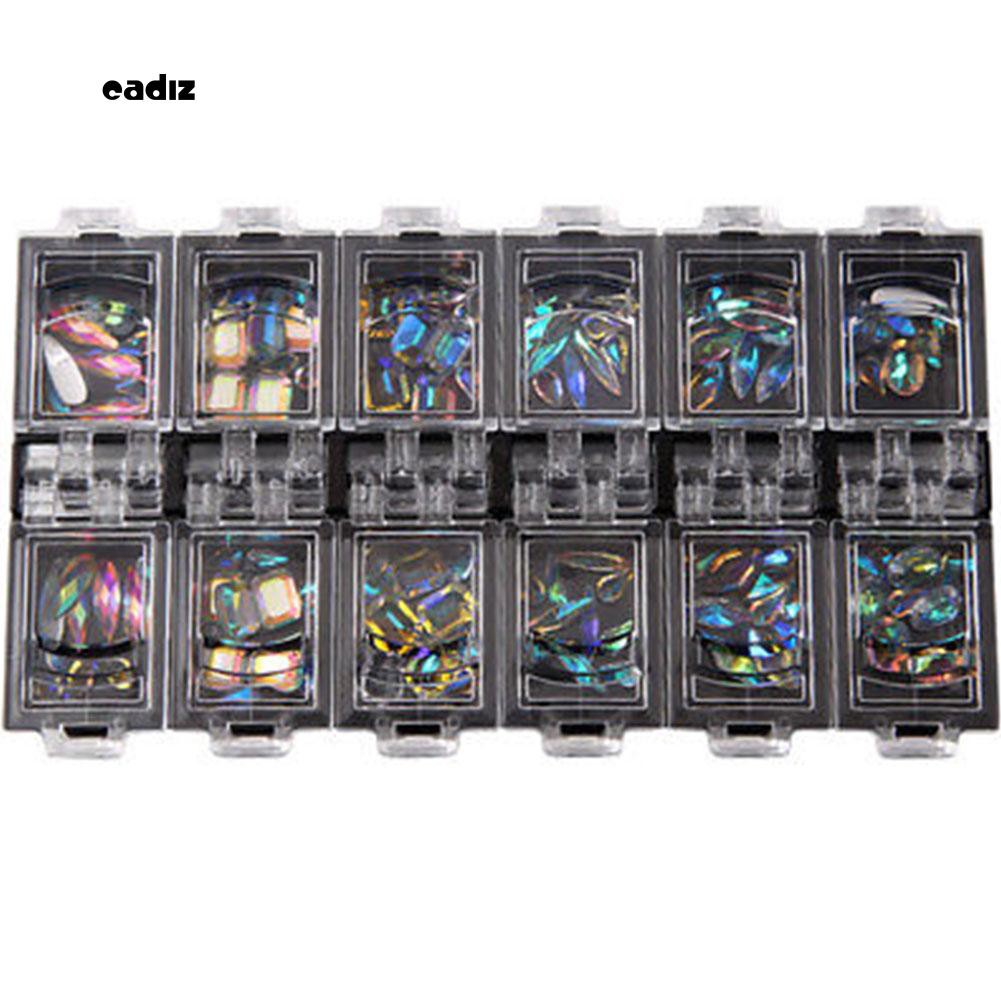 Set 12 hộp phụ kiện trang trí móng tay 3D làm móng nghệ thuật tiện dụng
